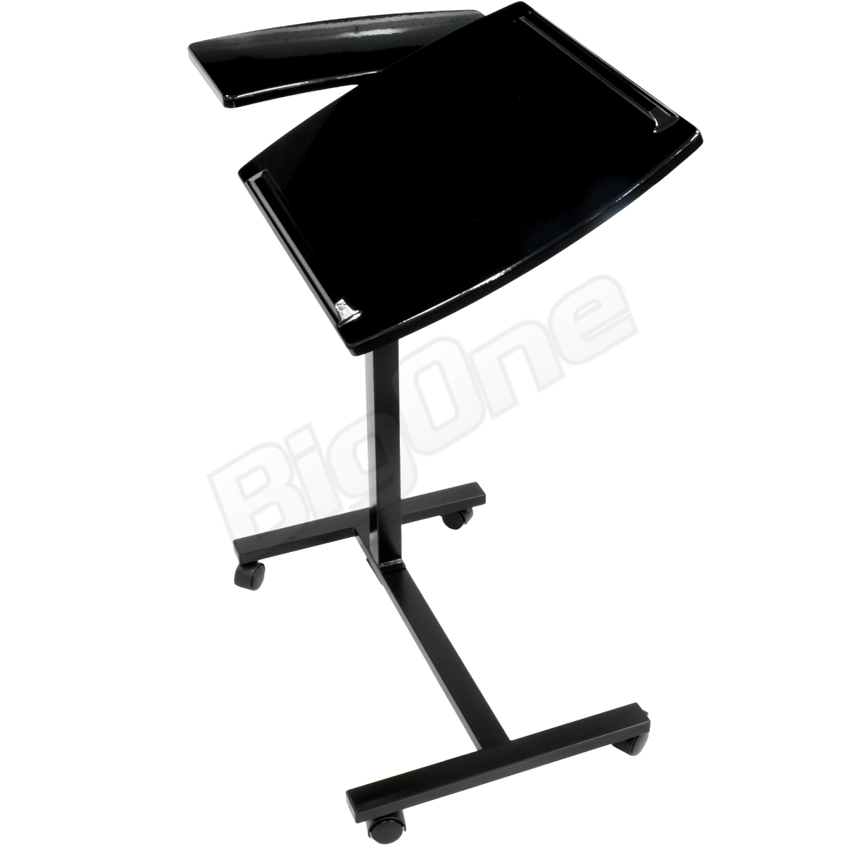 BigOne ノート パソコン PC テーブル 分割2面式 キャスター付 ブラック 黒 BLACK 高さ5段階調整 角度調整 サイドテーブル_画像2