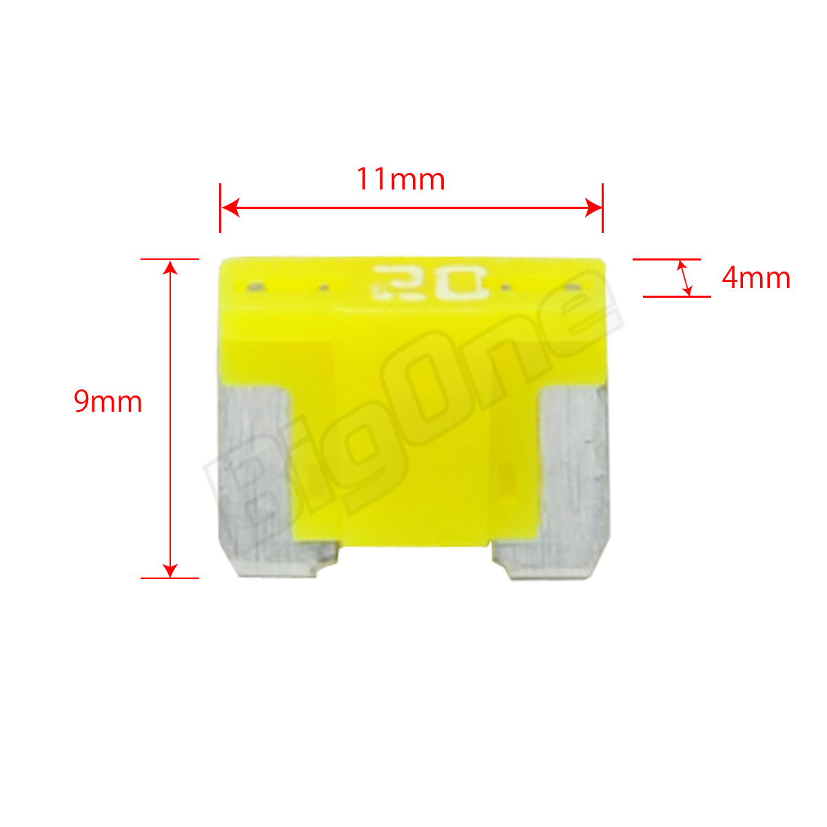 BigOne 低背 平型 ヒューズ 20A ASM 100個セット DC12V車 DC24V車_画像4