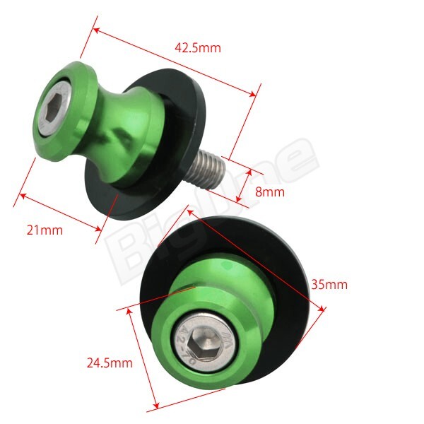BigOne M8 1.25P 8mmスタンド フック DL1000 B-KING GSR400 GSR600 GLADIUS400メンテナンス ボルト ネジ 緑 グリーン_画像2