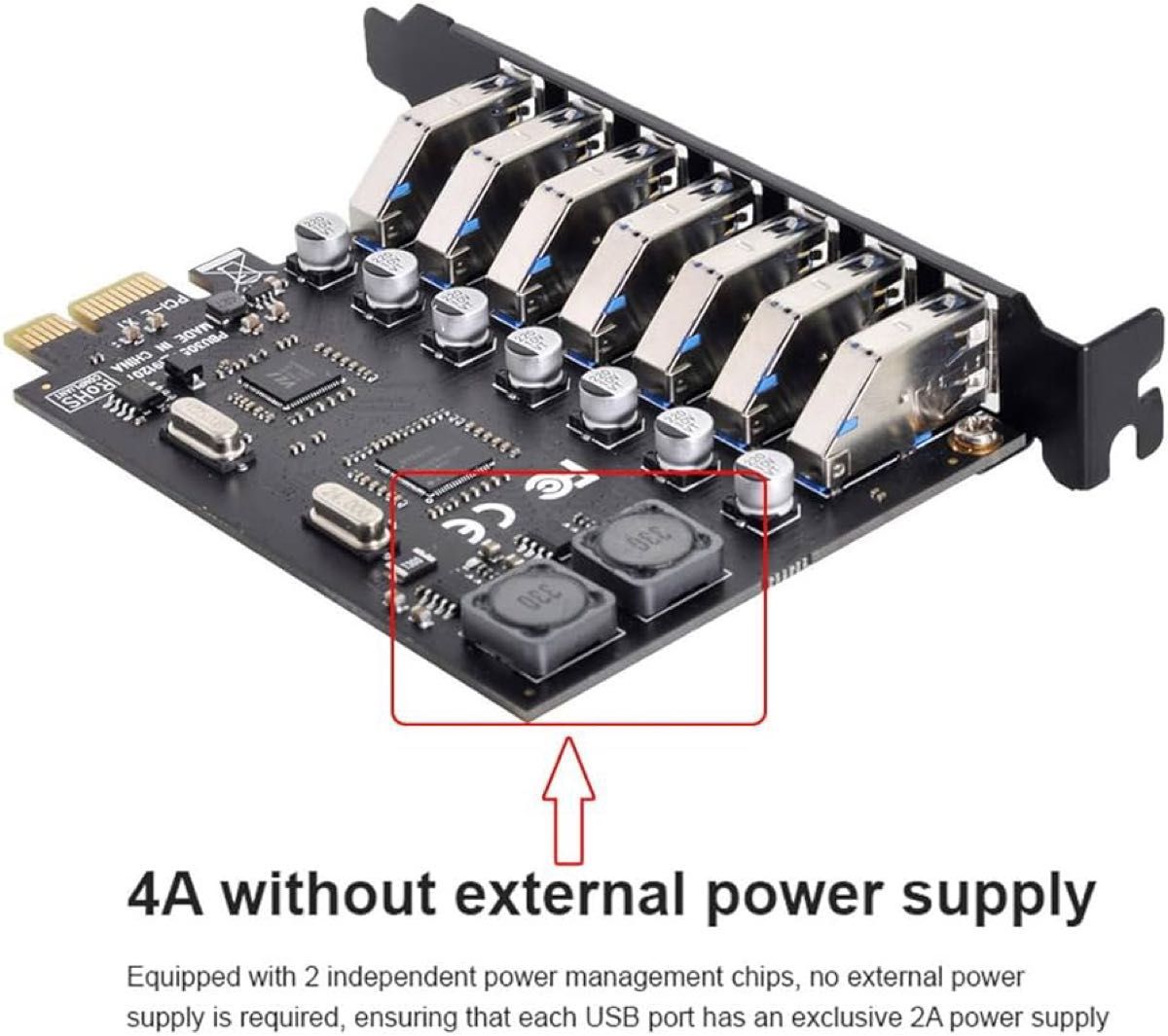 CYカード7ポートPCI-EからUSB 3.0 HUB PCI Express拡張アダプタ、マザーボード5 Gbps用