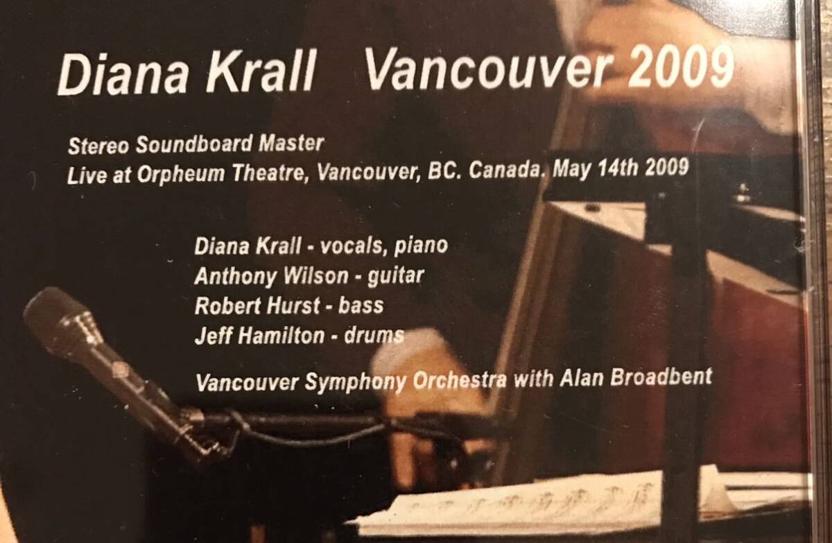 Diana Krall / ダイアナ・クラール / Vancouver 2009 (2CDR) Live At Orpheum Theater, BC. Canada May 14th 2009 / Stereo Soundboard Mas_画像5