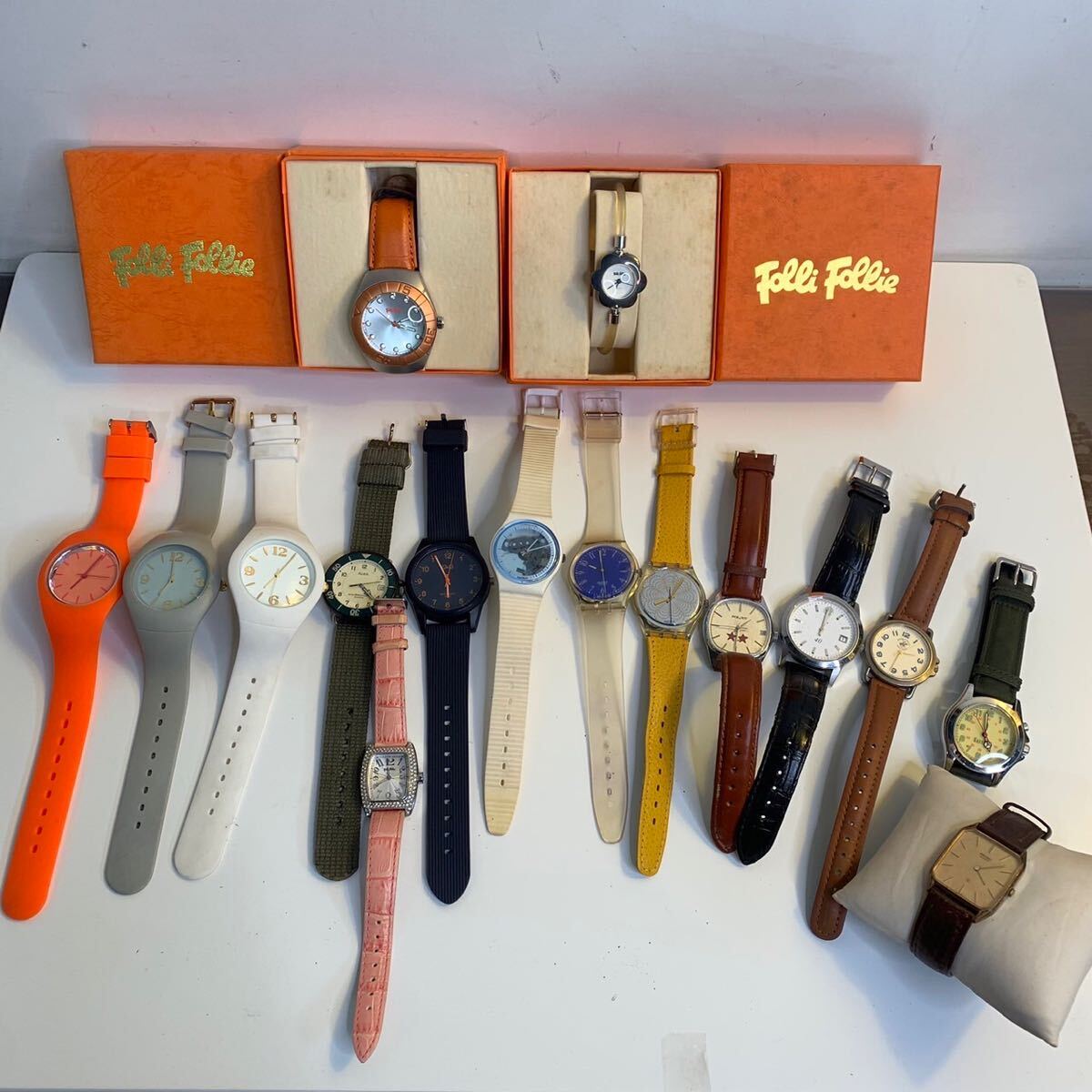 (4-17) wristwatch set sale Junk SEIKO Seiko SWATCH Swatch Q&Q Folli Follie Folli Follie etc. clock watch 