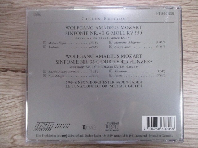 BT　F3　送料無料♪【　MOZART・SINFONIE KV 550・LINZER-SINFONIE KV 425　】中古CD　_画像2