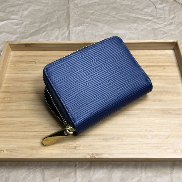 [ rice field middle leather .] with translation blue compact purse epi leather Zippy wallet round fastener leather purse coin case men's 1 jpy selling up 