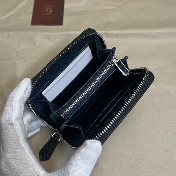 [ rice field middle leather .] with translation black × blue hand made carbon leather compact purse round fastener coin case cow leather leather men's purse 1 jpy 