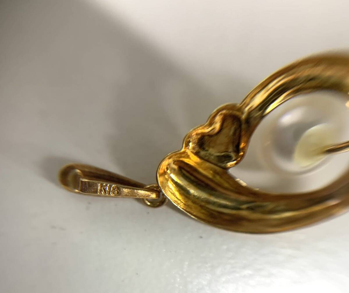 パール ペンダントトップ K18 アクセサリー 宝石 金 ゴールド 真珠 総重量約0.8ｇの画像4
