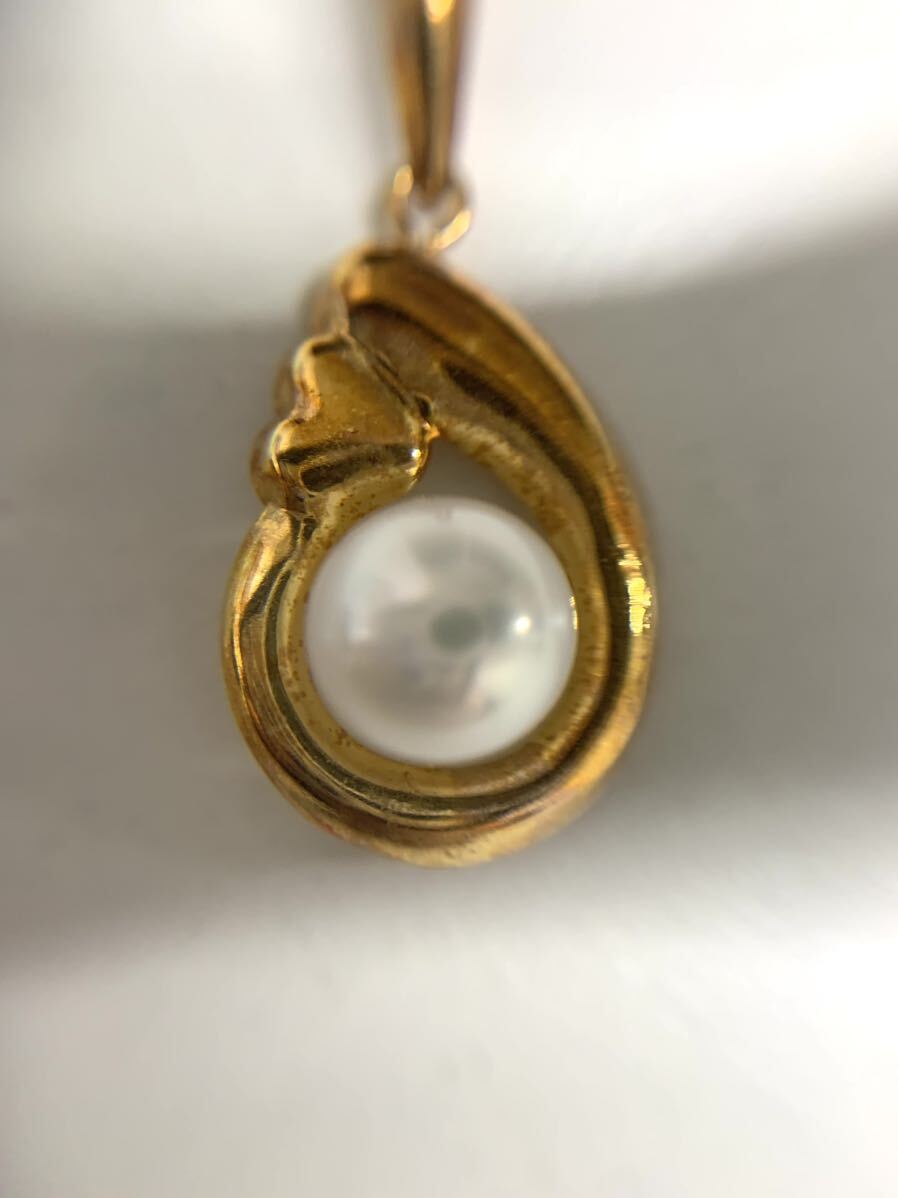 パール ペンダントトップ K18 アクセサリー 宝石 金 ゴールド 真珠 総重量約0.8ｇの画像2