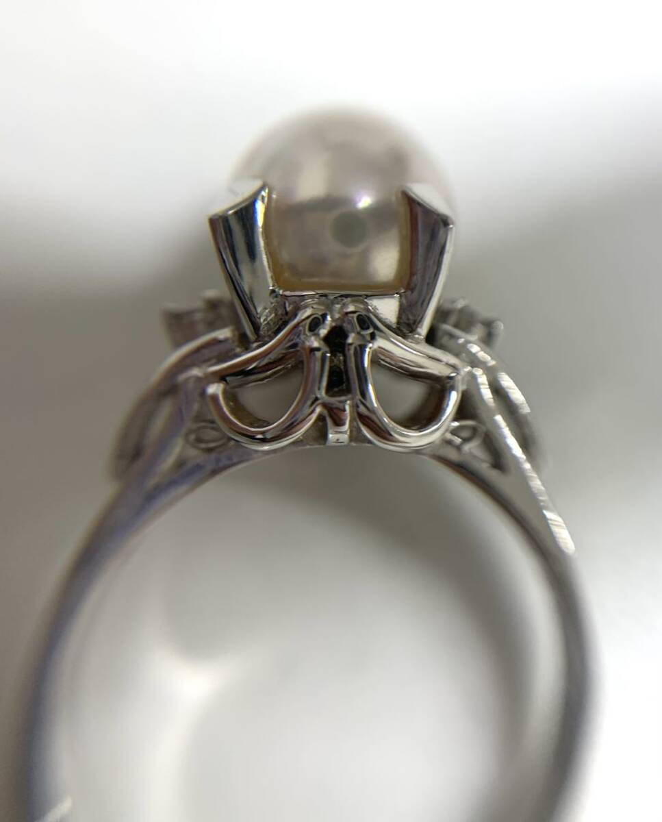 パール リング 真珠 指輪 PM900 プラチナ ダイヤ付き 総重量約5.4ｇ 真珠リング Pt900の画像5