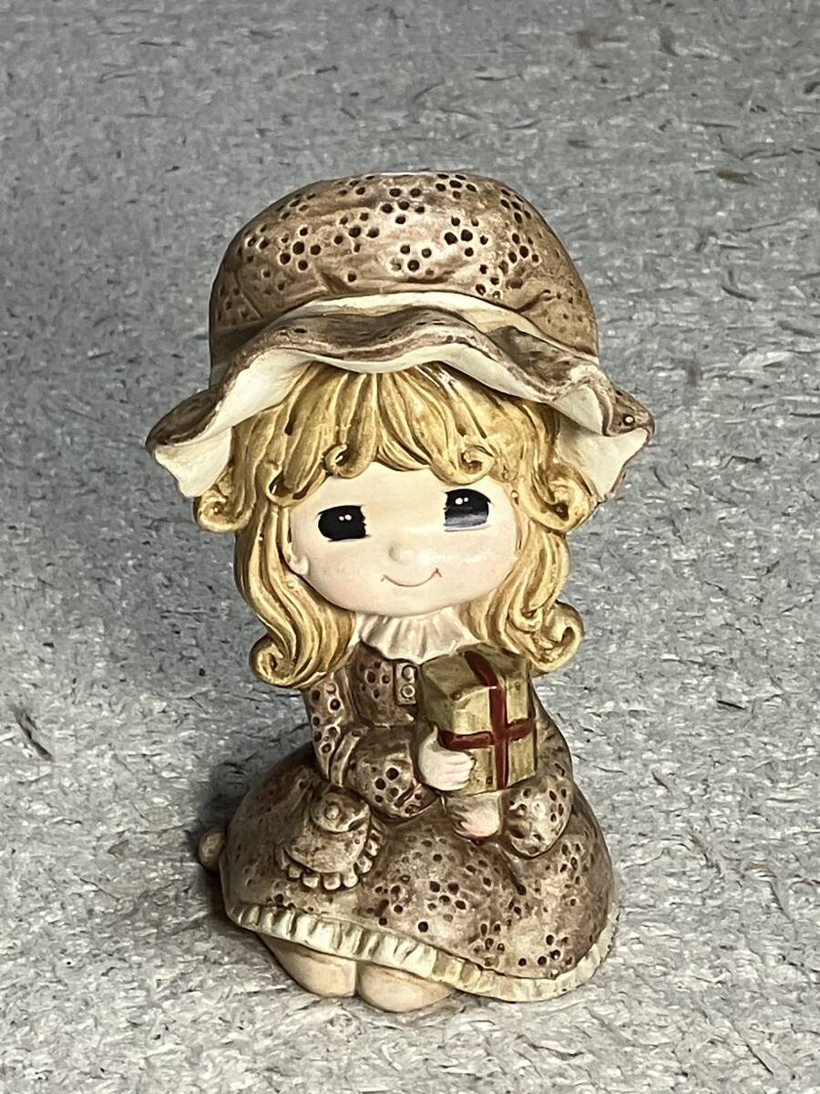 昭和レトロ ■ KK JAPAN 少女人形 貯金箱 陶器製 高17cm ■ 水森亜土 内藤ルネの画像1