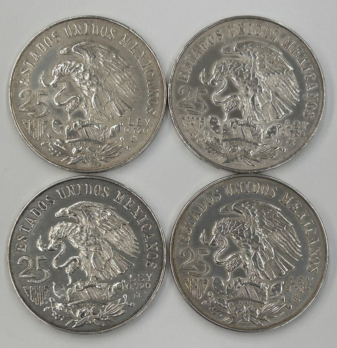 ♪１円～1968年 メキシコオリンピック記念銀貨 25ペソ×４枚の画像2