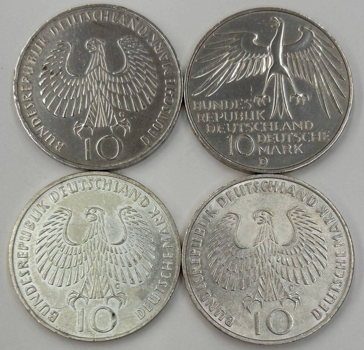 ♪1円～1972年 ミュンヘンオリンピック記念硬貨 10マルク ドイツ貨幣 銀貨×４枚の画像1
