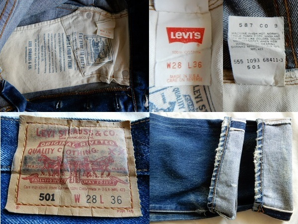 501 W28 L36 ボタン裏555 米国製 110周年 90年代 赤耳 復刻 Levi's MADE IN USA リーバイス の画像10