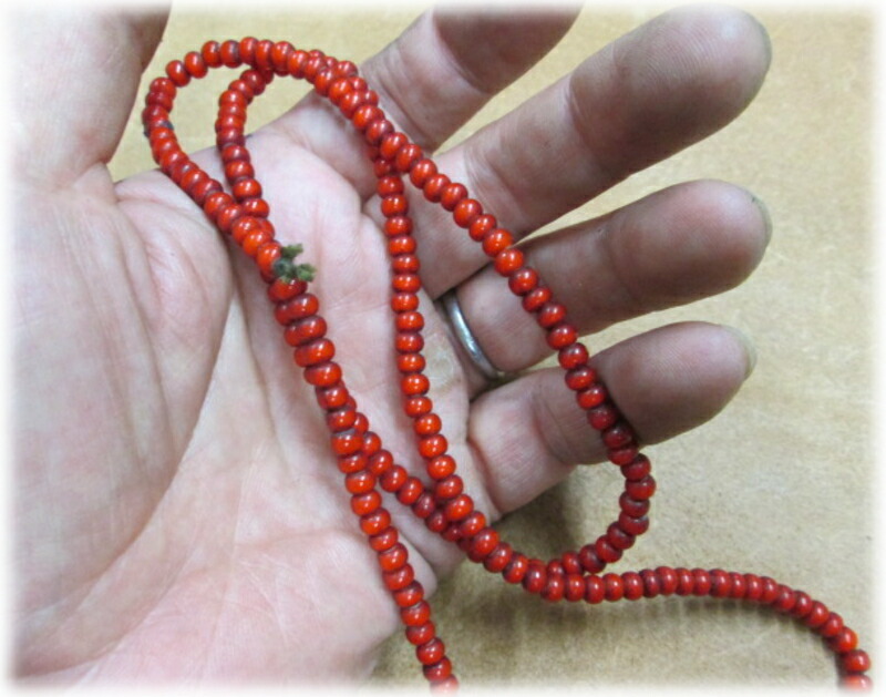 OB-5mm. red white Heart glass beads Old type diameter approximately 5mm 1 ream 190 bead raw materials Indian neitib accessory race 