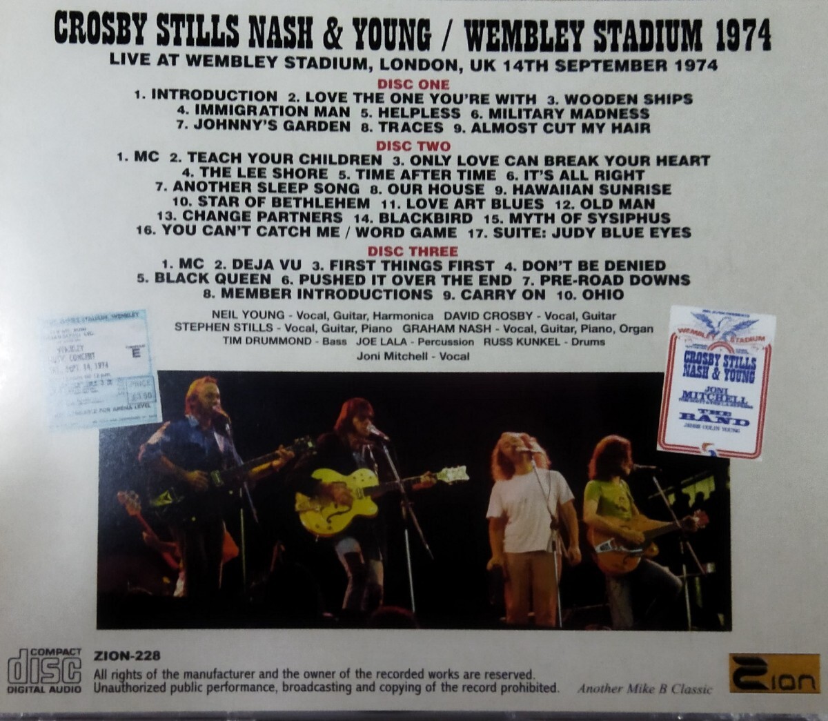 【送料ゼロ】CSN & Y '74 3Disc Live Wembley Stadium London Crosby Stills Nash & Young Joni Mitchell David Hollies Steven Neil の画像3