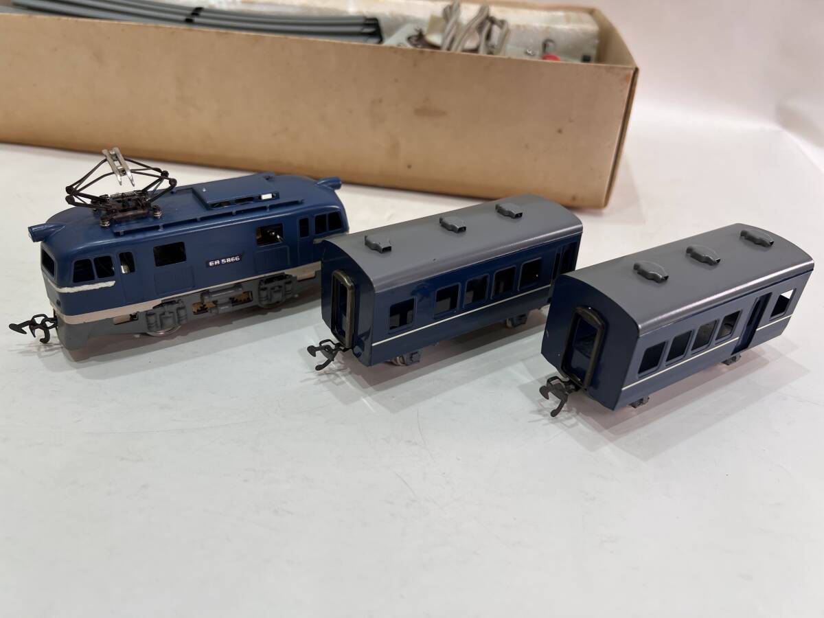 [ free shipping ] that time thing Showa Retro KTM happy HO railroad model set HO gauge railroad model National Railways vehicle blue to rain night line row car instructions missing operation not yet verification 