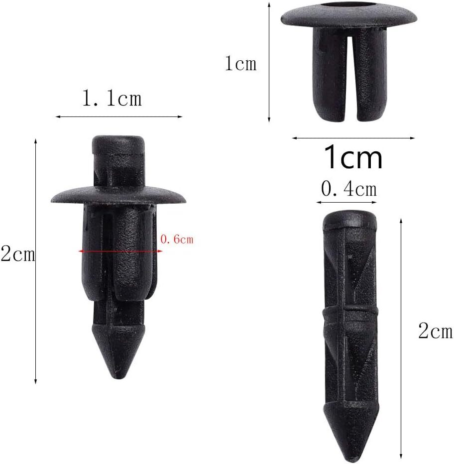 SHANGHh 100個 6mm プッシュリベット クリップ リベット ファスナー 泥フラップ バンパー フェンダー クリップ_画像2