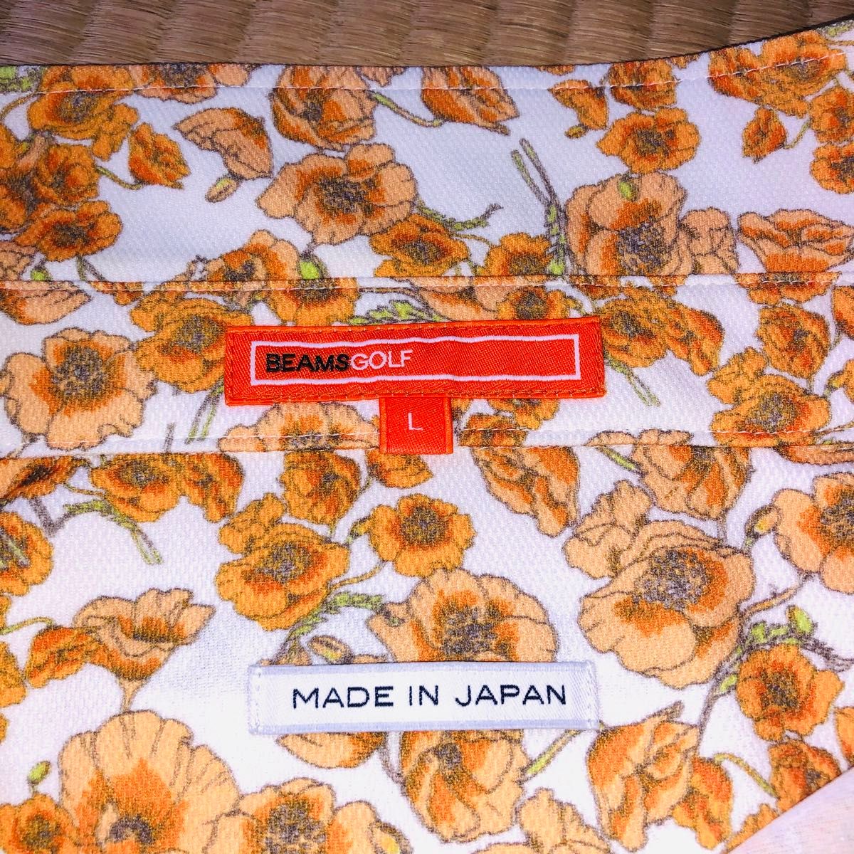 美品　BEAMS GOLF ORANGE LABEL    フラワープリントボタンダウンシャツ　日本製　ビームスゴルフ