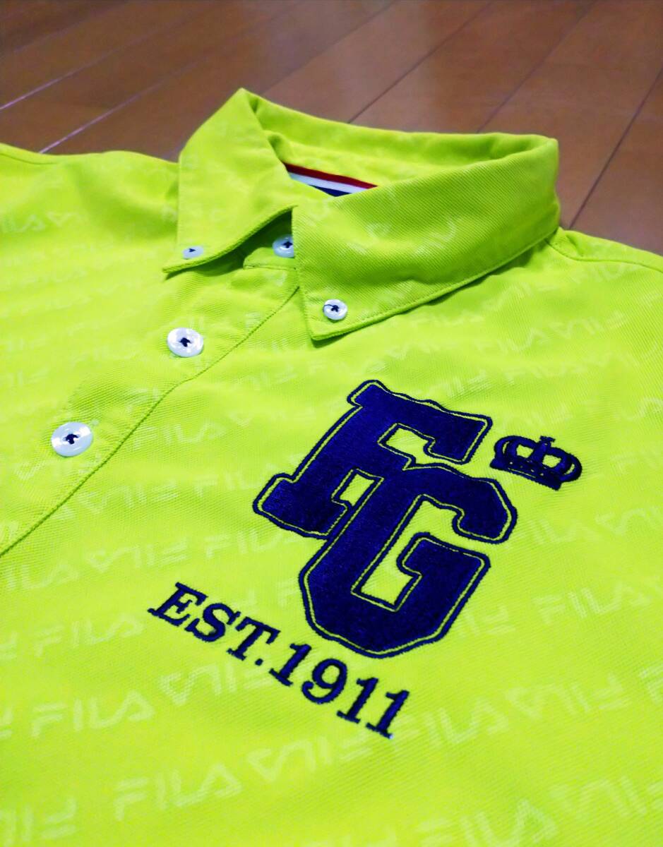 ●FILA GOLF●フィラ ゴルフ●吸汗速乾●ボタンダウン半袖ポロシャツ●サイズLL●黄緑系●_画像4