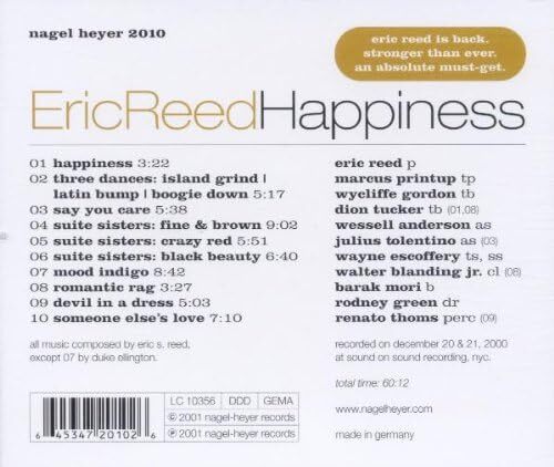 貴重廃盤 Eric Reed Happiness　タイトル通りハッピーでゴージャスなアルバム。 ラグピアノもあり、4.5.6.の組曲風なのも楽しめます_画像2