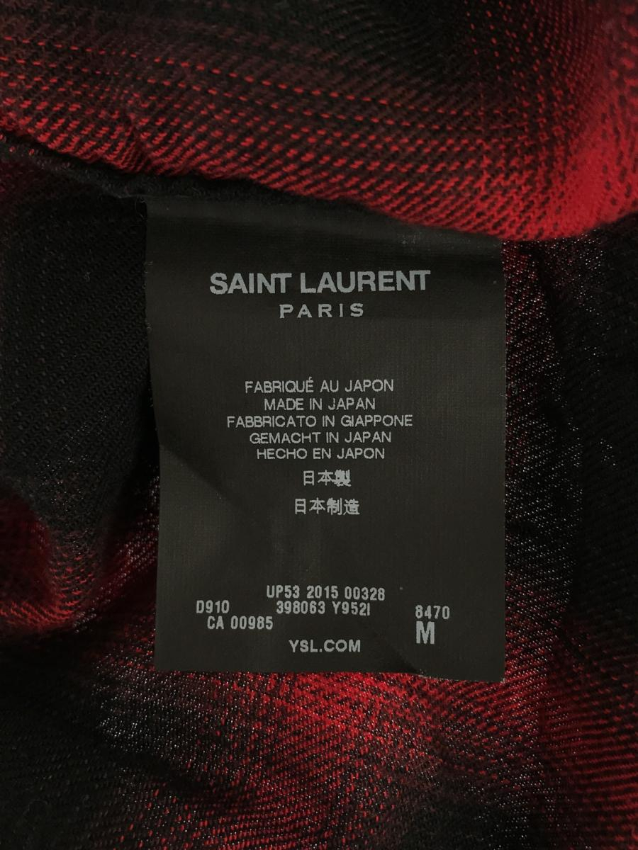 【中古】SAINT LAURENT 15AW チェック柄ウエスタンシャツ サイズM レッド サンローラン[240017592827]_画像4