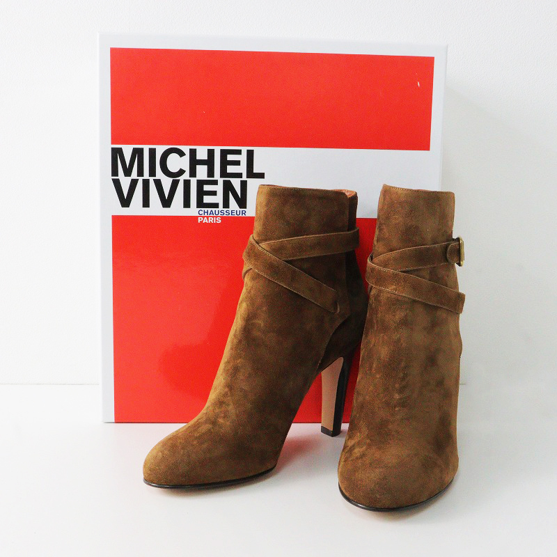 未使用 ドゥーズィエムクラス扱 MICHEL VIVIEN ミッシェル ヴィヴィアンスエード ベルテッド ブーティ 37/キャメル【2400013817615】_画像1