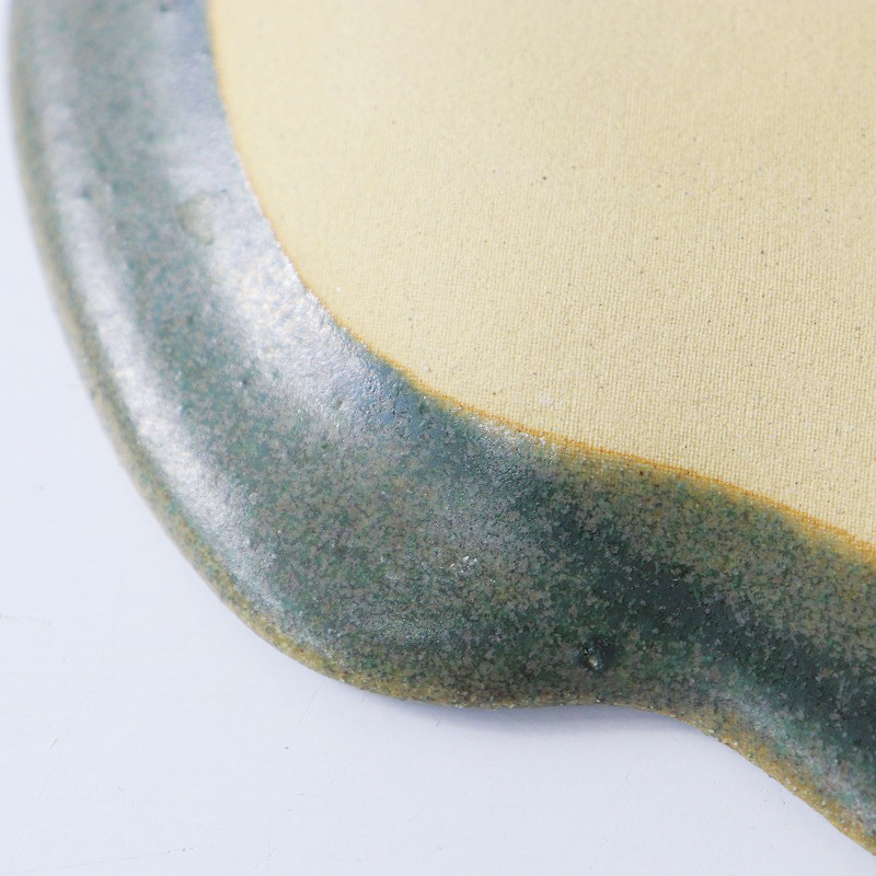 極美品 よしざわ窯 銅緑釉 パッチワークのりんご皿/グリーン 食器 プレート アップル【2400013816960】の画像6