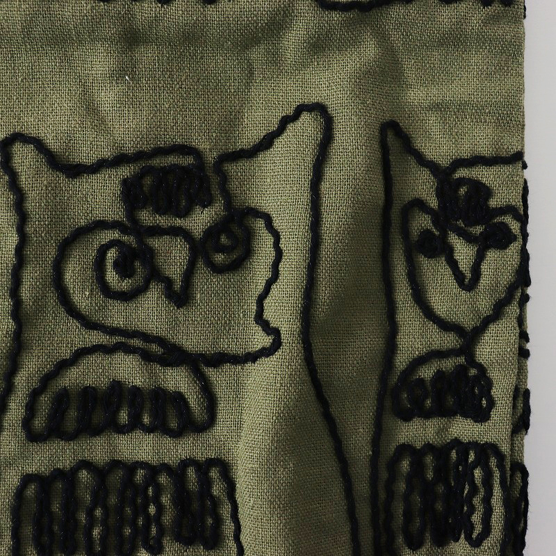 未使用 2021SS マーブルシュッド marble SUD Cord Owl 刺繍 ワンショルダーバッグ/カーキ 【2400013822688】の画像5