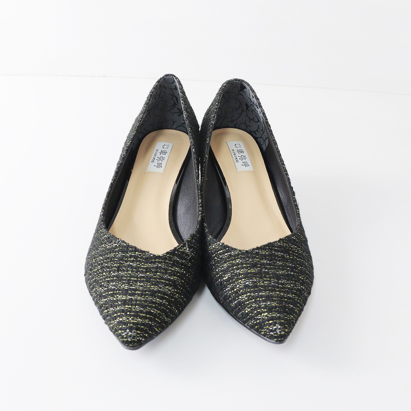 Himiko Himiko HIMIKOg Ritter tweed pumps 25cm/ black heel shoes shoes [2400013836319]