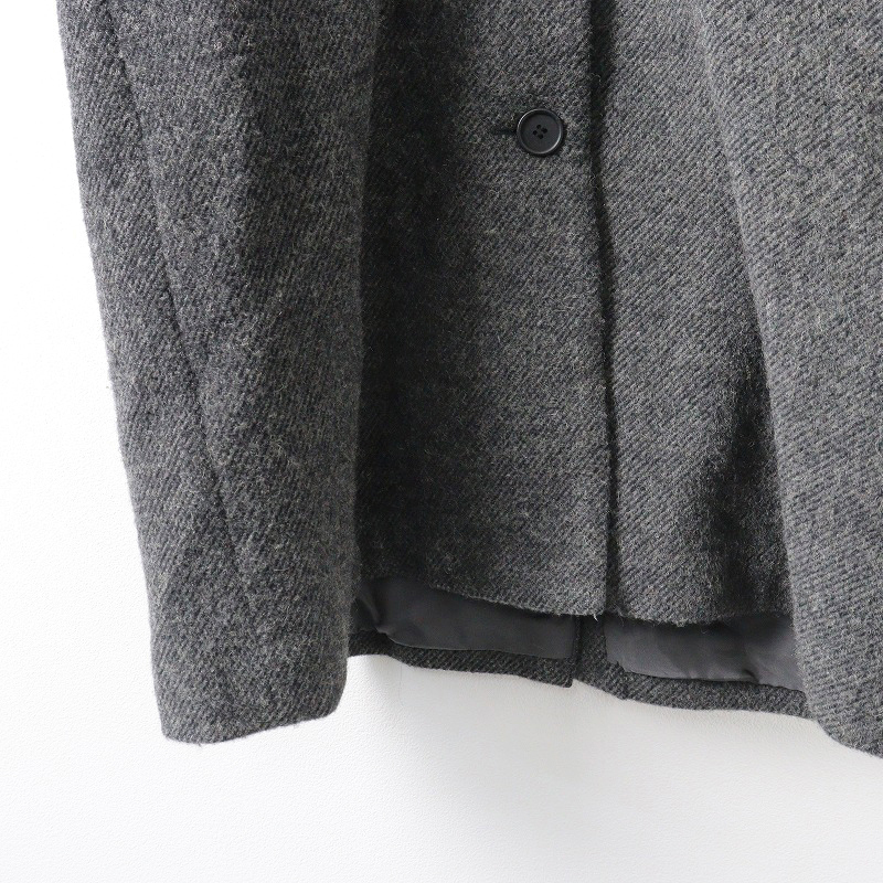 ne straw bnest wool no color coat F/ charcoal outer jacket feather weave front opening long sleeve long [2400013843003]