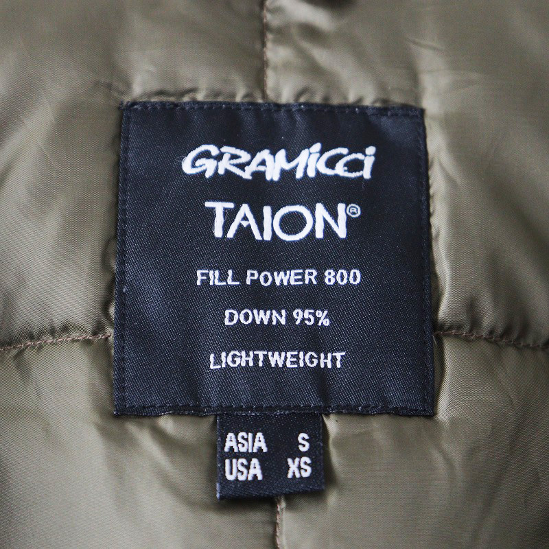 beautiful goods Gramicci GRAMICCI ×ta ion TAION G2FU-J083-TG INNER VEST inner down vest S/ khaki storage sack attaching [2400013849104]