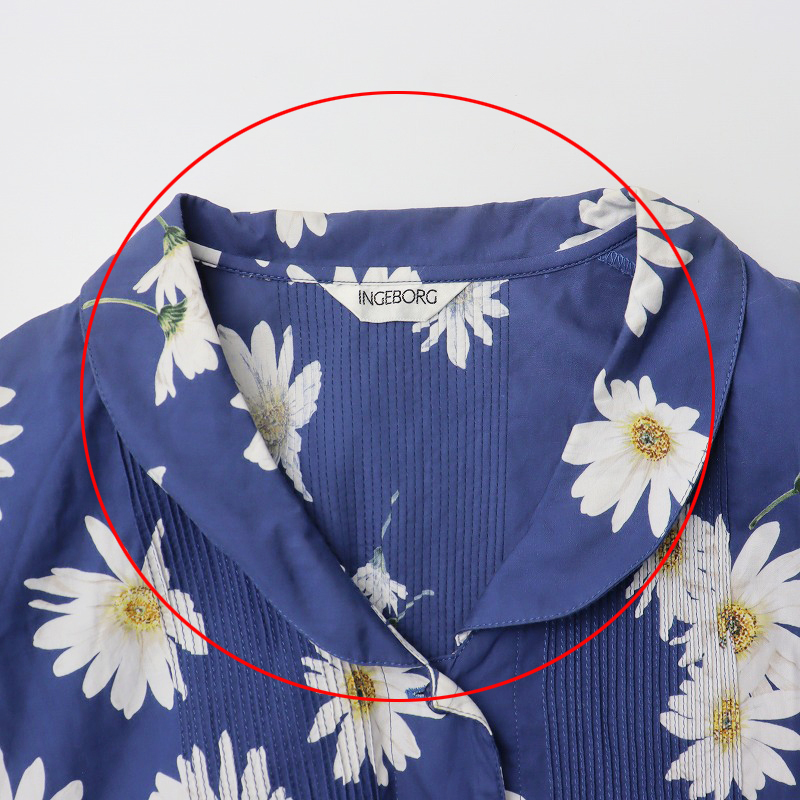  Ingeborg INGEBORG Pink House Margaret принт flair рубашка One-piece * голубой цветочный принт цветок [2400030065471]