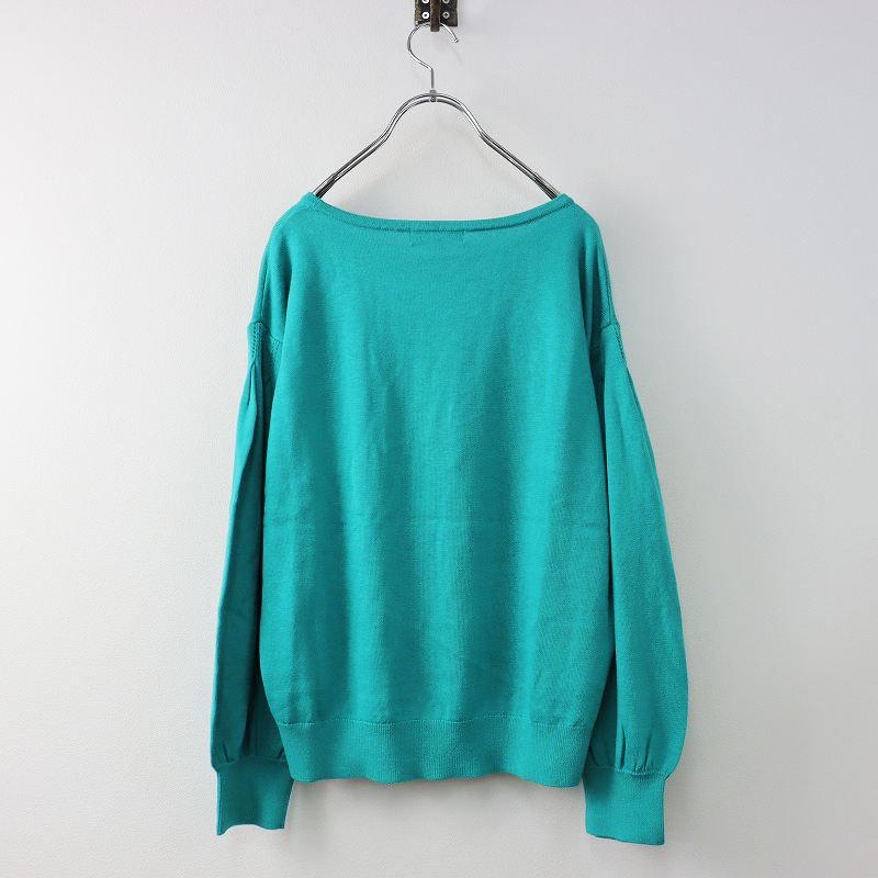  unused large size Onward . mountain Kumikyoku long sleeve knitted pull over 7/ green tops sweater [2400013854597]