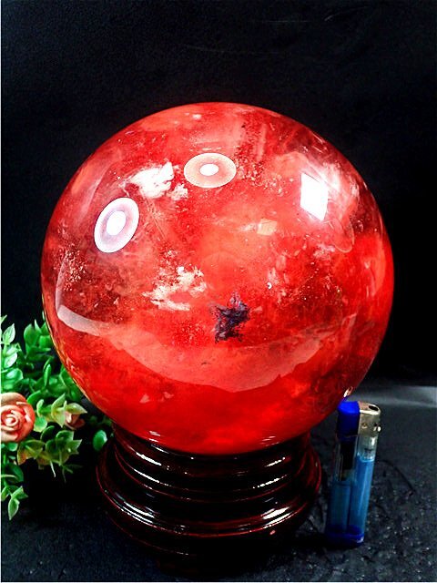 超大直径約:181mm 7439g超綺麗★赤水晶丸玉179E1-212E52bの画像2