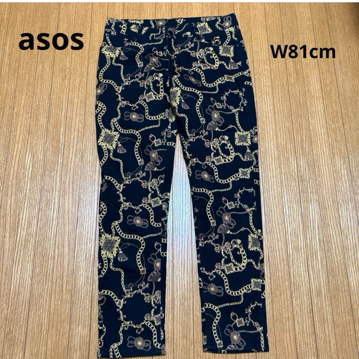 asos カジュアルパンツ 黒×金色