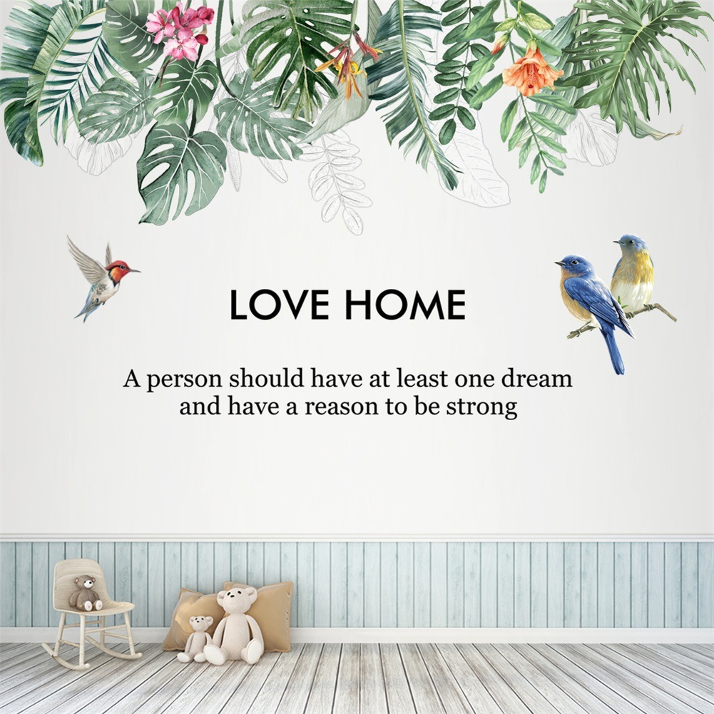 ウォールステッカー 植物 壁紙シール 花 緑 葉 鳥LOVEHOME 2番　壁シール　お風呂壁紙　お風呂シール