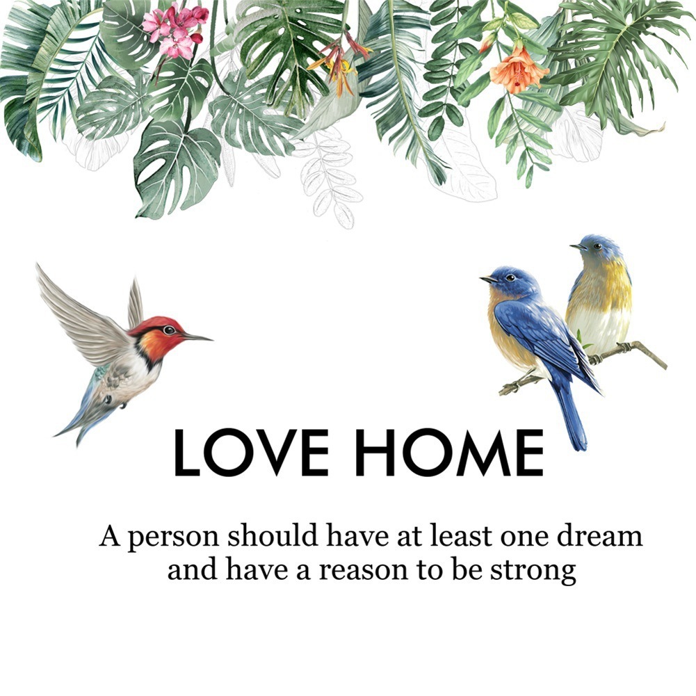 ウォールステッカー 植物 壁紙シール 花 緑 葉 鳥LOVEHOME 2番　壁シール　お風呂壁紙　お風呂シール