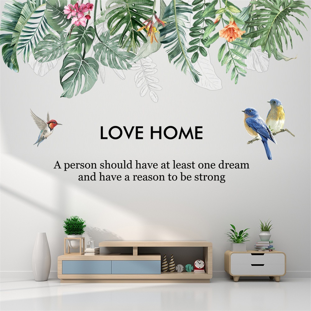 ウォールステッカー 植物 壁紙シール 花 緑 葉 鳥LOVEHOME 2番　壁シール　お風呂壁紙　お風呂シール