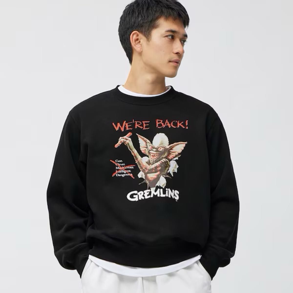 【新品未使用】GU スウェットプルオーバー GREMLINS ブラック 3XL ゆったり大きいサイズ ストライプ