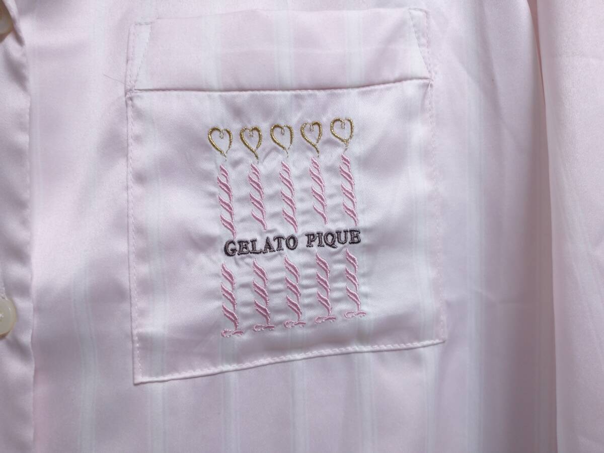 ジェラートピケ gelato pique パジャマ 上下 モチーフ刺繍ストライプ シャツ ショートパンツ ストライプ F PWFT184359/PWFP184360 ZAOZZPKG_画像4