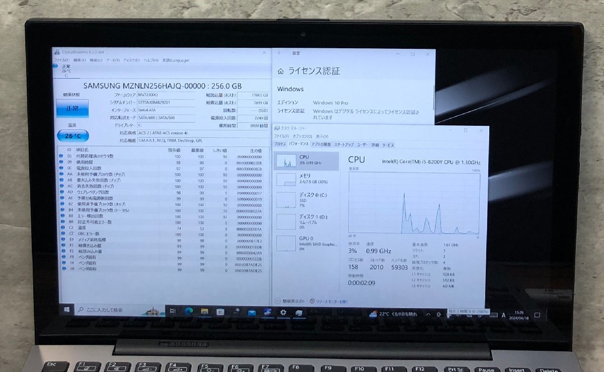 1円～ ●SONY VAIO Pro PA / Core m3 8200Y (1.30GHz) / メモリ 8GB / SSD 256GB / 12.5型 フルHD (1920×1080) / Windows10 Pro 64bitの画像4