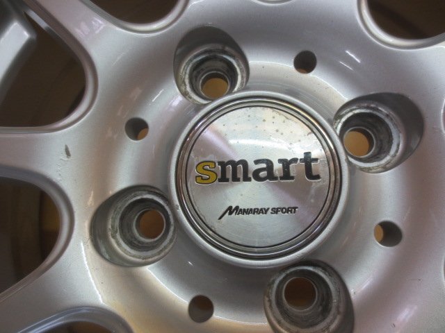 ☆スピスタ☆タイヤホイール　マナレイスポーツ smart　タント Nシリーズ スペーシア　155/65R14　4.5J　+43　100-4　4本　R141117 中古 21_画像3