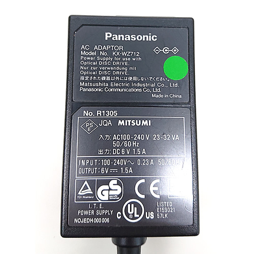 Panasonic パナソニック 純正ACアダプター KX-WZ712 入力100-240V 23-32VA 出力DC6V 1.5A 中古品 修理 部品 パーツ PCパーツ QP63_画像2