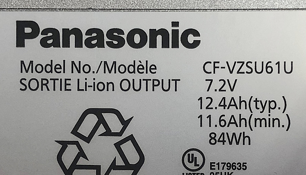 バッテリー Panasonic CF-VZSU61U 7.2V 84WH 12.4Ah(typ.) 11.6Ah(min.) ジャンク 動作未確認 PCパーツ 修理 部品 YA2540_画像3