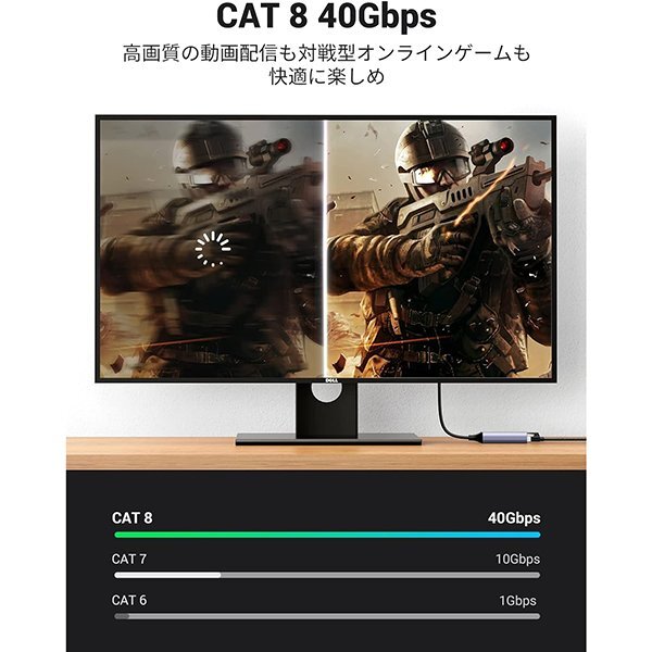 UGREEN CAT8 3M メッシュ LAN ケーブル 超光速 40Gbps/2000MHz イーサネットケーブル 80432 新品 開封済 未使用品 送料無料 KJ82_B2310Z121_イメージです