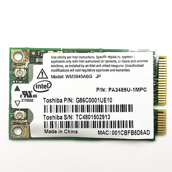 無線LANカード Intel WM3945ABG jp ワイヤレス PA3489U-1MPC G86C0001UE10 MiniPCI 802.11a/b/g ジャンク 動作未確認 PCパーツ YA2546_画像1