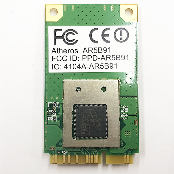 無線LANカード ワイヤレス Atheros AR5B91 T77H053.00 Mini-PCI Express 802.11 b/g/n ジャンク 動作未確認 PCパーツ 部品 パーツ YA2548_画像1