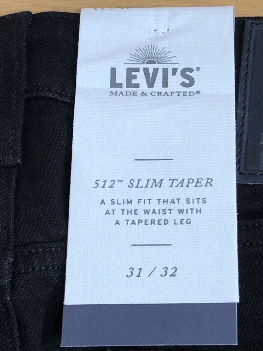 Levi's MADE&CRAFTED 512 SLIM TAPER LAGUNA BLACK SELVEDGE W31 L32