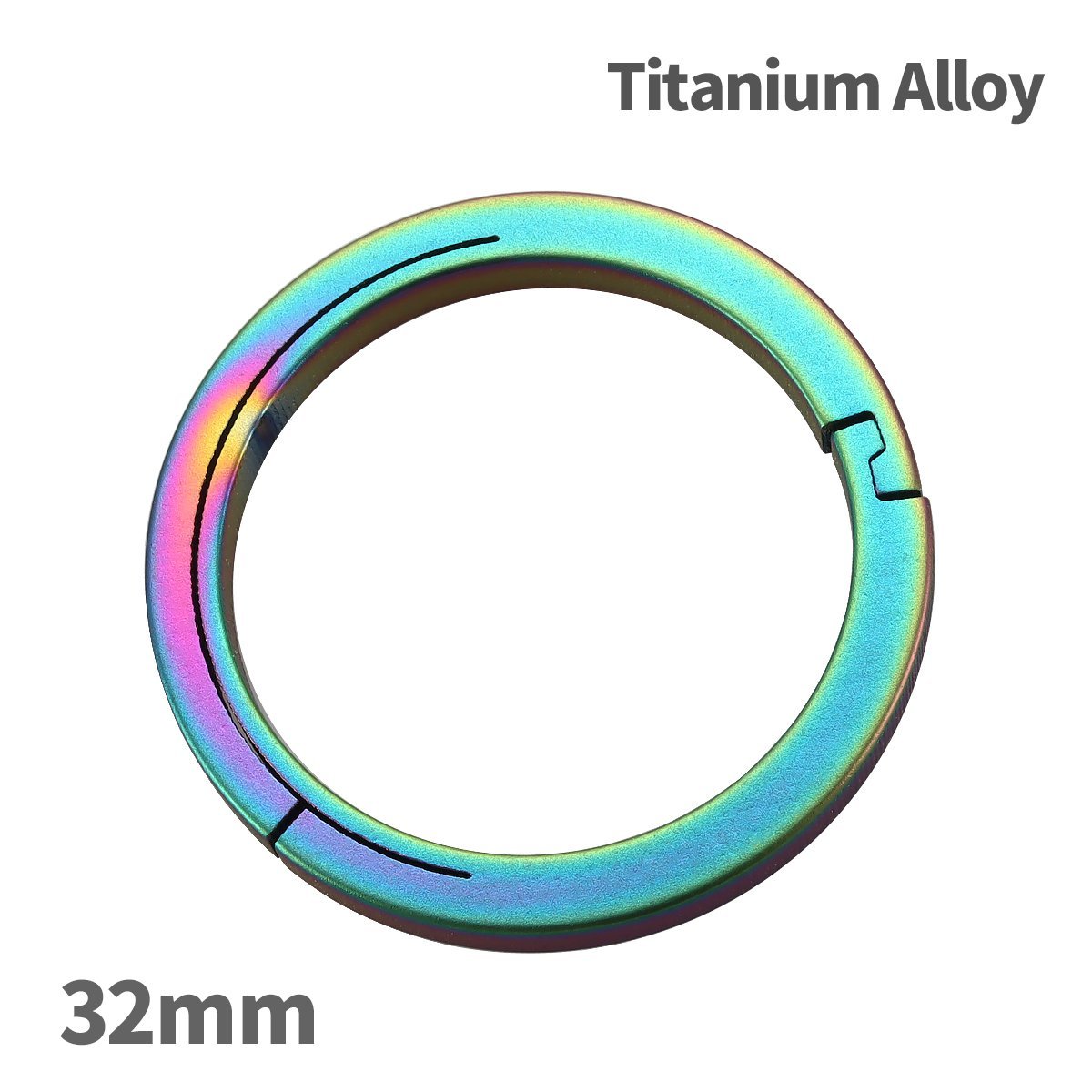 チタン合金製 キーリング 32mm 一重リング 丸型 軽量 キーホルダー カラビナ レインボーカラー MG0025_画像1