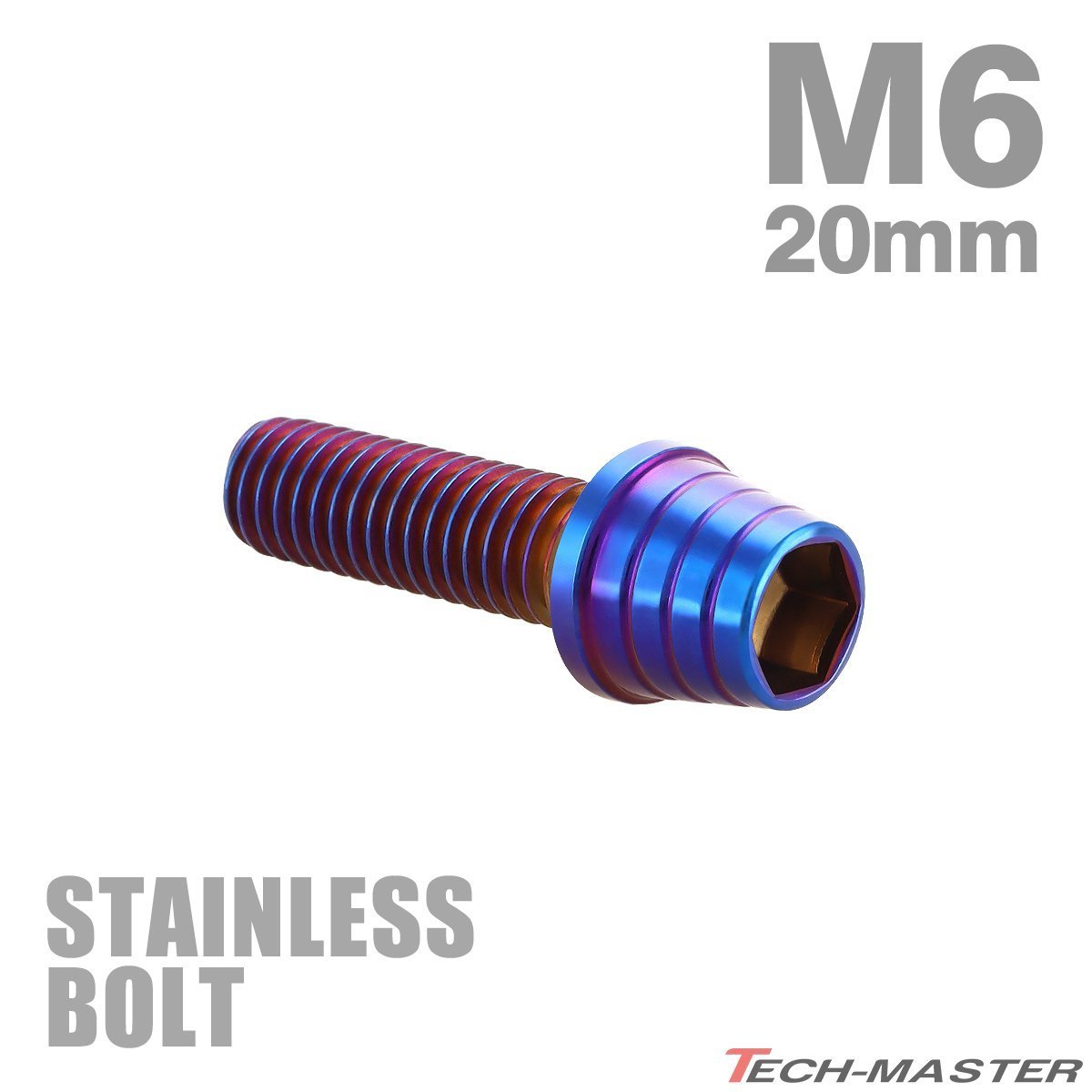 M6×20mm P1.0 キャップボルト テーパーシェルヘッド ステンレス 焼きチタンカラー カウル エンジン 車 バイク カスタム 1個 TB0368_画像1