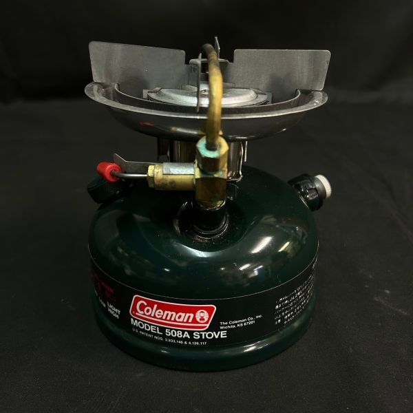 GDc273D06 動作品 Coleman コールマン MODEL 508A STOVE ストーブ 508F454J ガスコンロ シングルバーナー 緑 グリーン 1995年4月製造の画像2